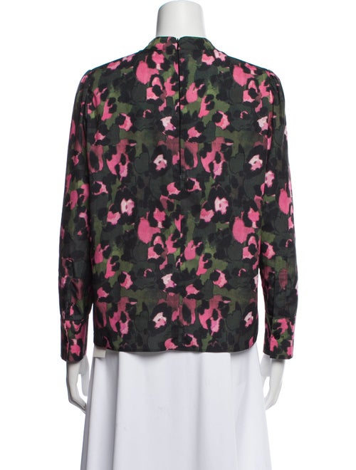 Mignon Doo Floral Print Mock Neck Blouse