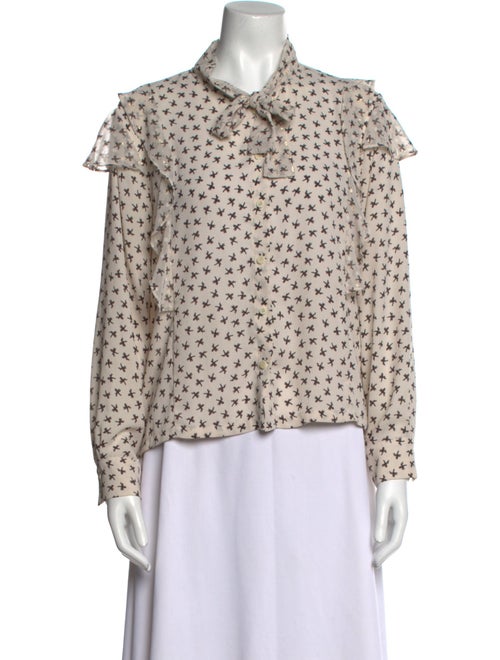 Mignon Doo Printed Long Sleeve Button-Up Top