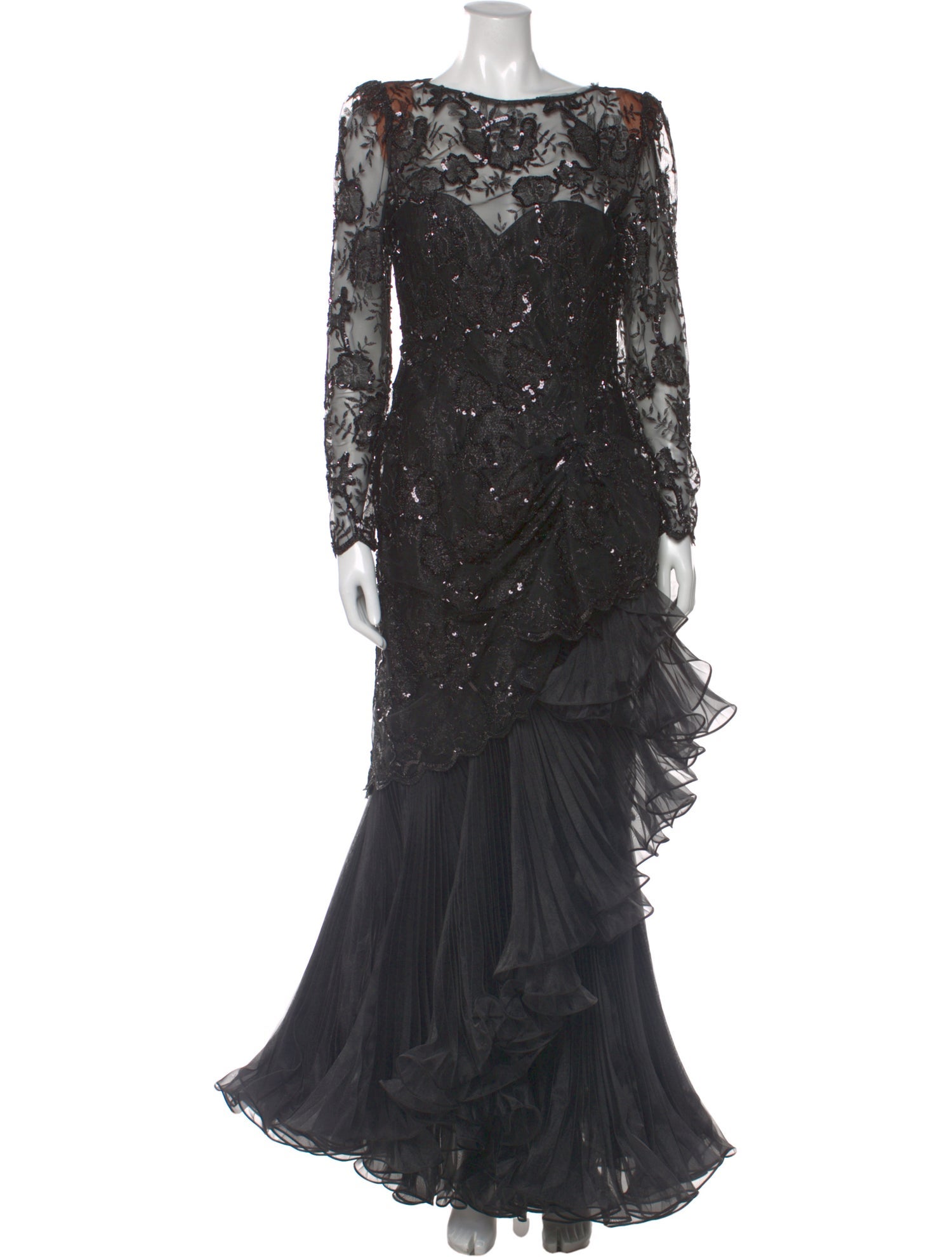 Mignon Bateau Neckline Long Dress