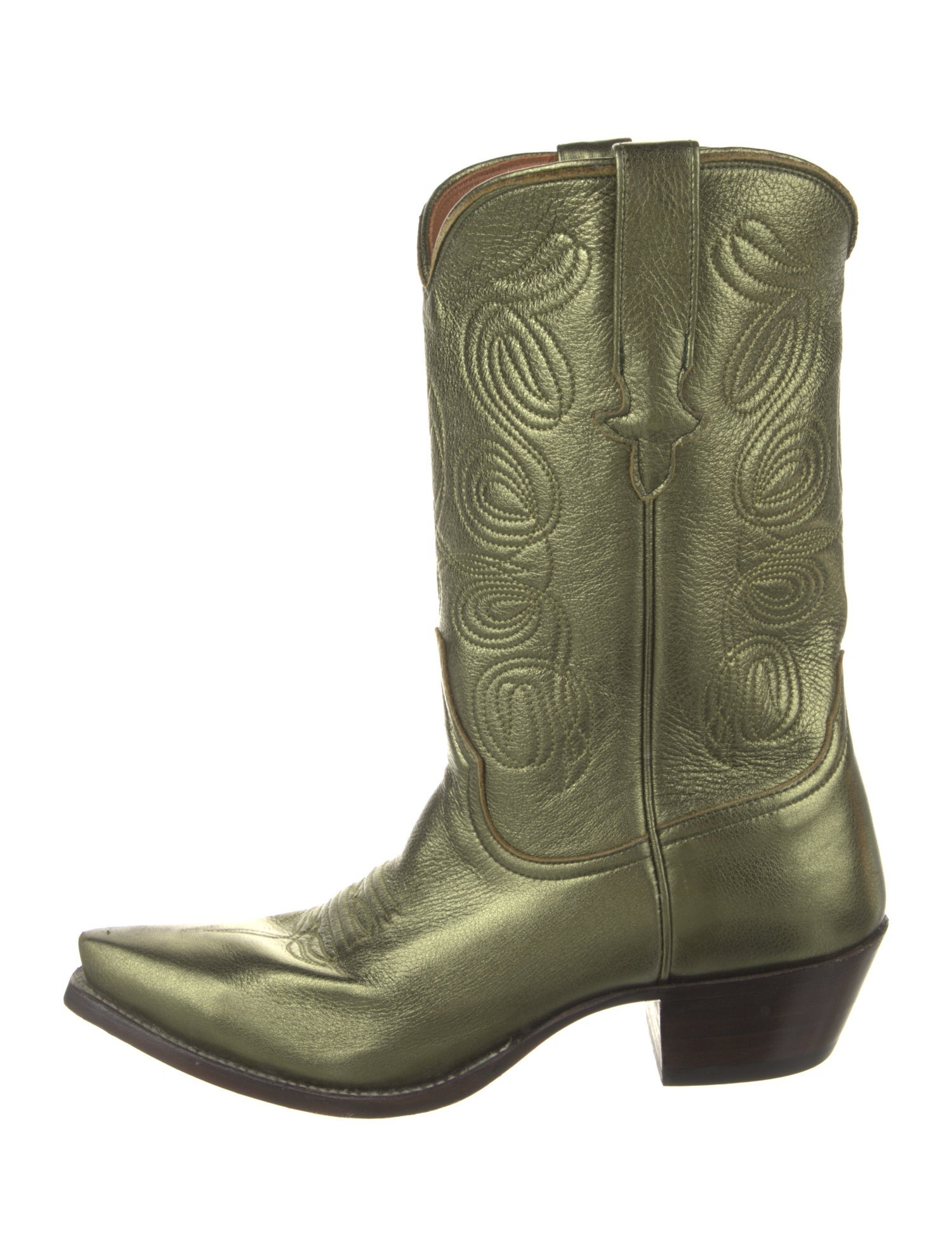 Miron Crosby Leather Embroidered Accent Western Boots