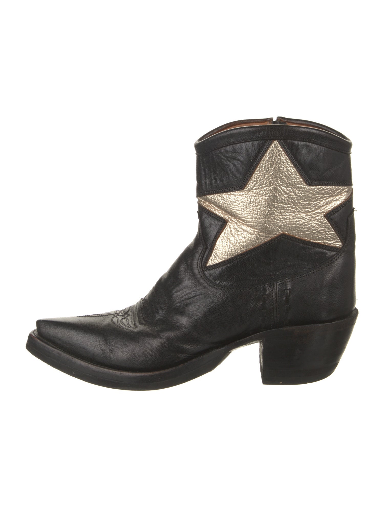 Miron Crosby Leather Colorblock Pattern Western Boots
