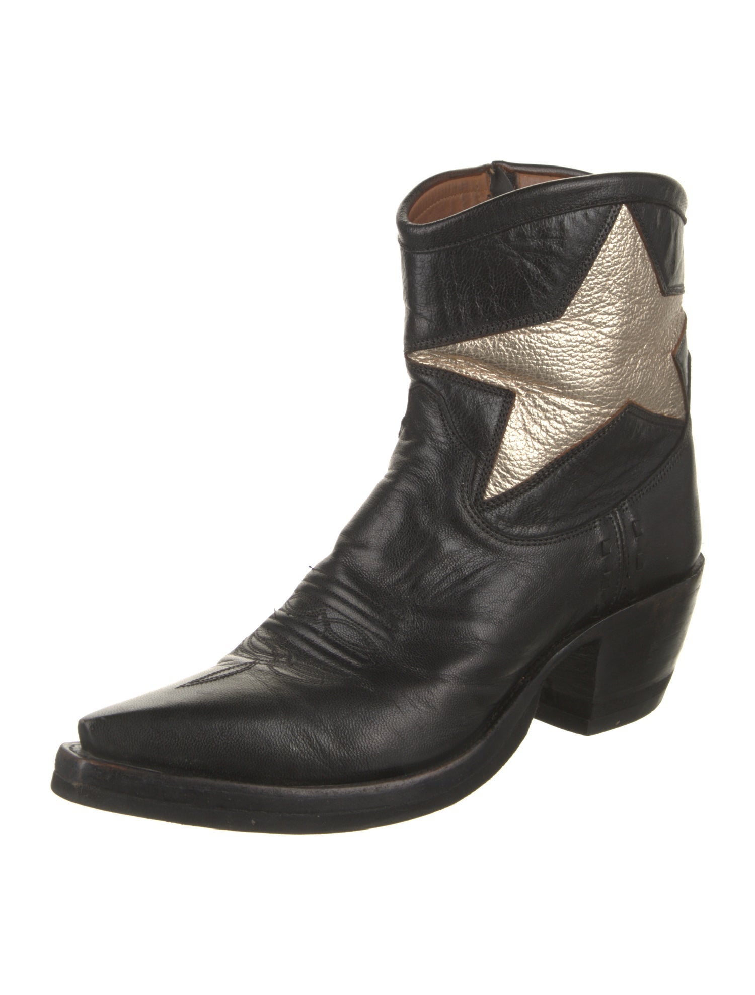 Miron Crosby Leather Colorblock Pattern Western Boots