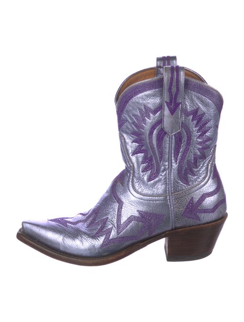 Miron Crosby Leather Embroidered Accent Western Boots