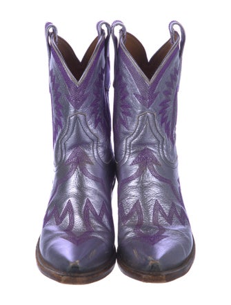 Miron Crosby Leather Embroidered Accent Western Boots