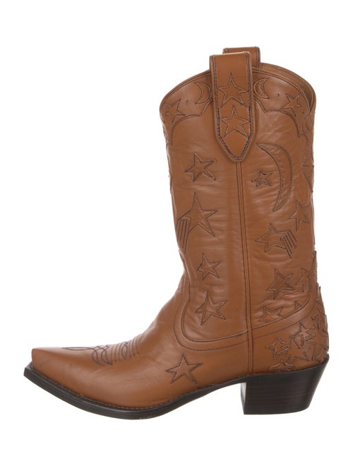 Miron Crosby Leather Embroidered Accent Western Boots