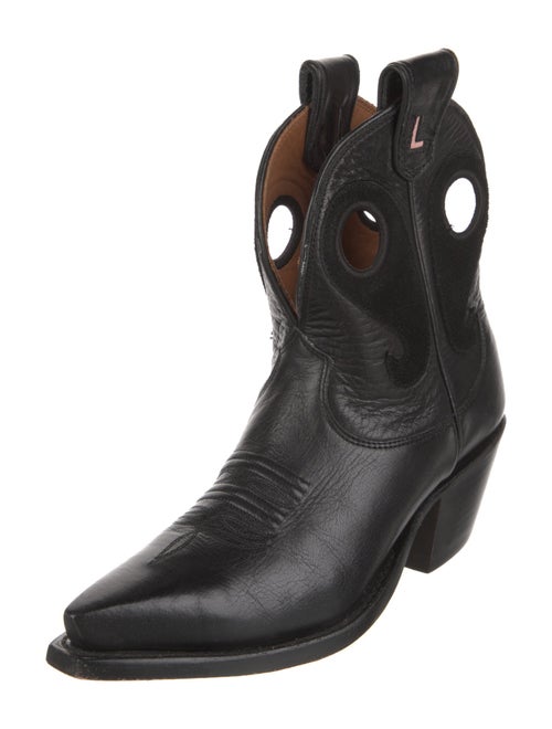 Miron Crosby Leather Embroidered Accent Western Boots