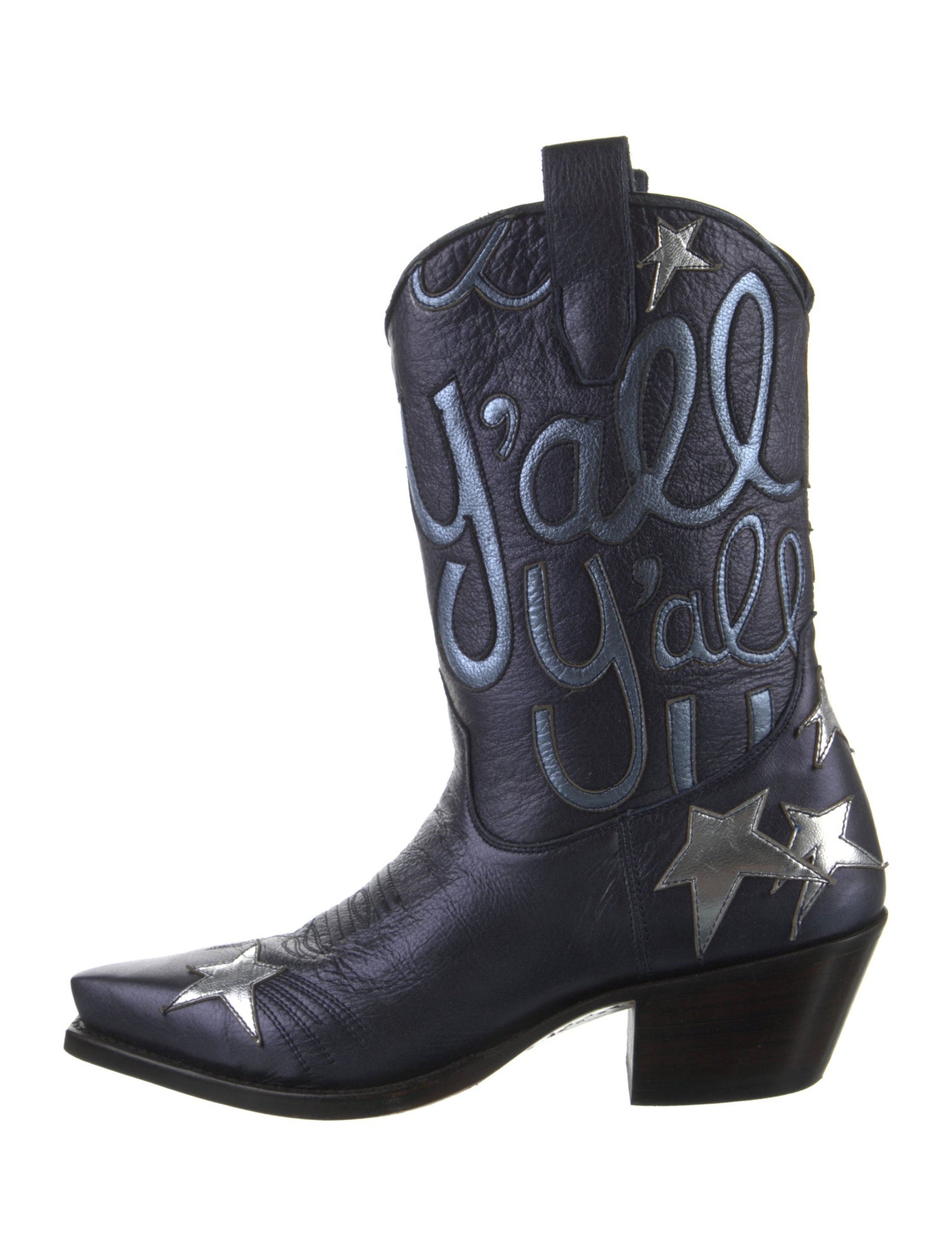 Leather Embroidered Accent Western Boots