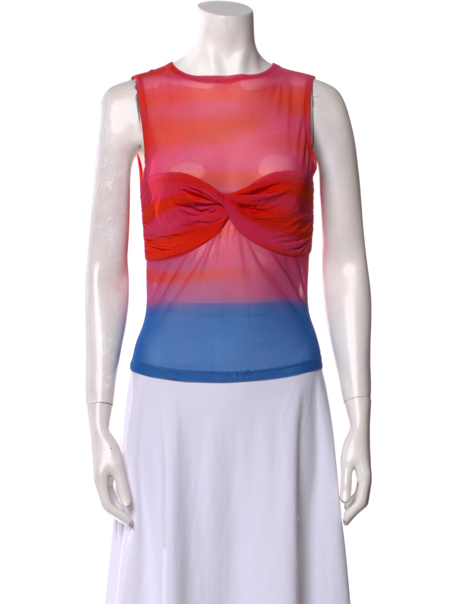 Mirae Colorblock Pattern Bateau Neckline Top