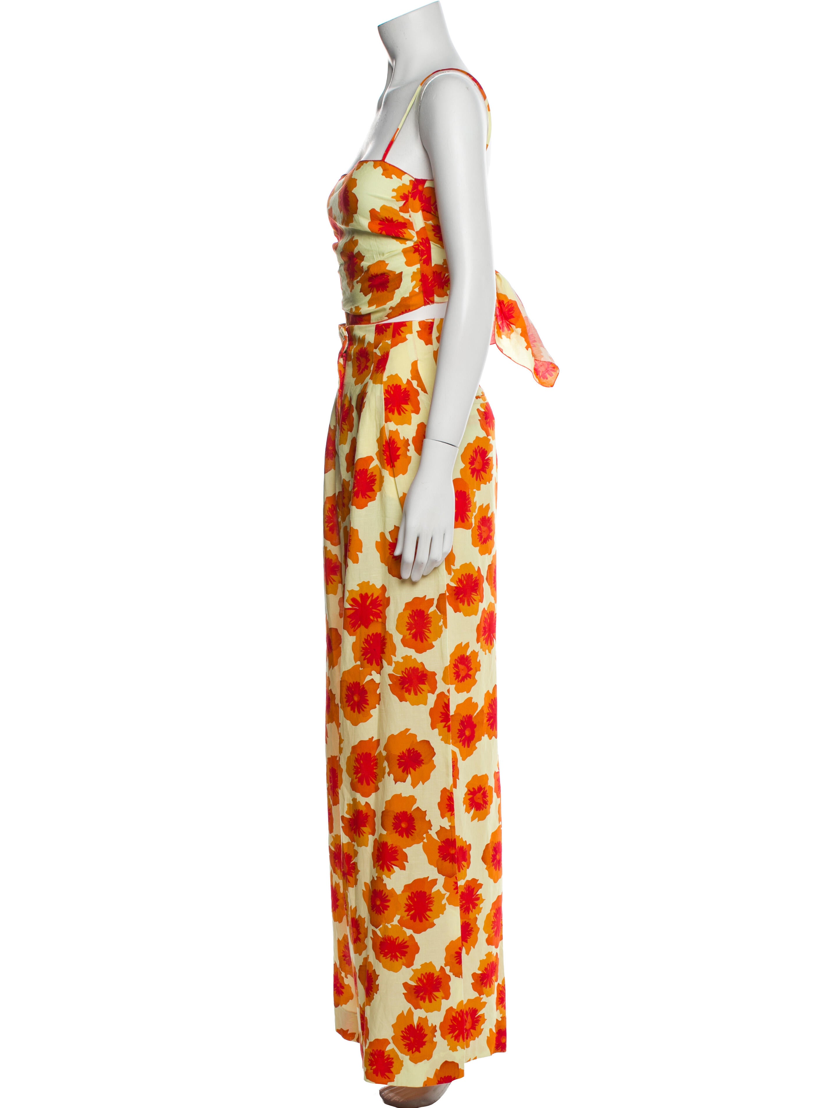 Mirae Floral Print Pleated Accents Pant Set