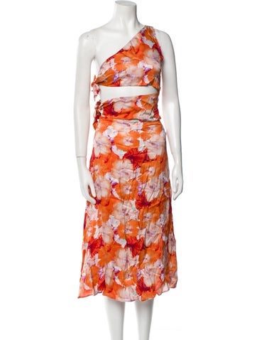 Mirae Dresses Floral Print Midi Length Dress XS