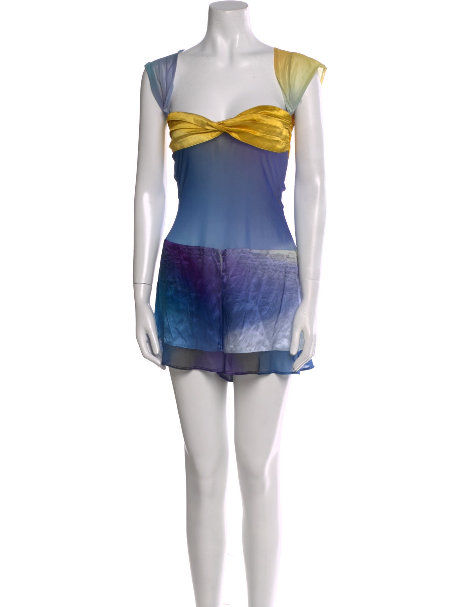 Mirae Silk Colorblock Pattern Romper