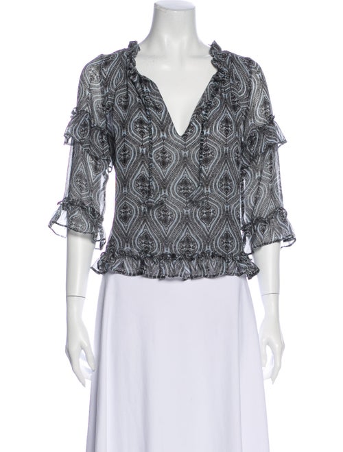 Misa Los Angeles Printed Tie Blouse Printed Blouse