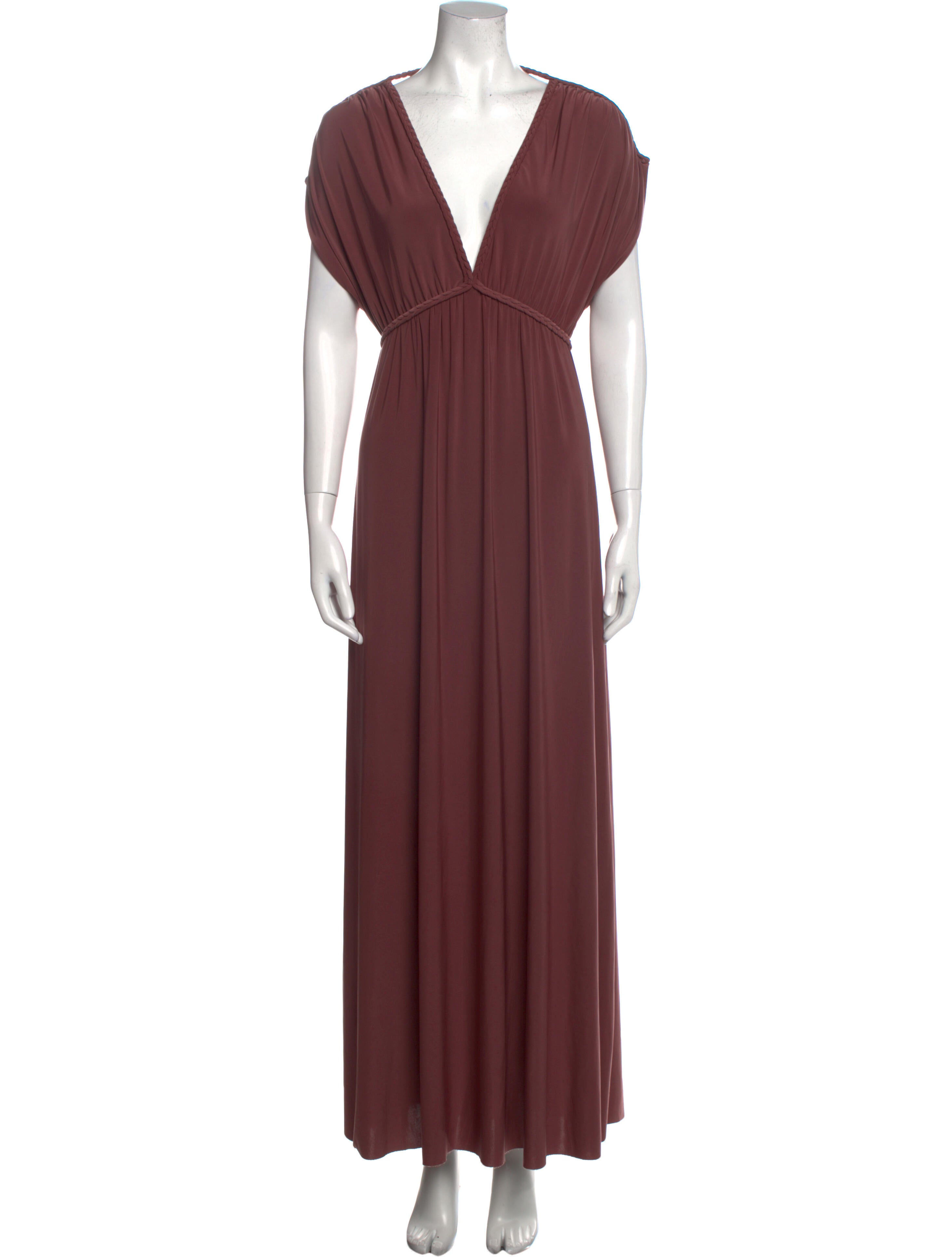 MISA Los Angeles V-Neck Long Dress w/ Tags in Brown, Women's XS