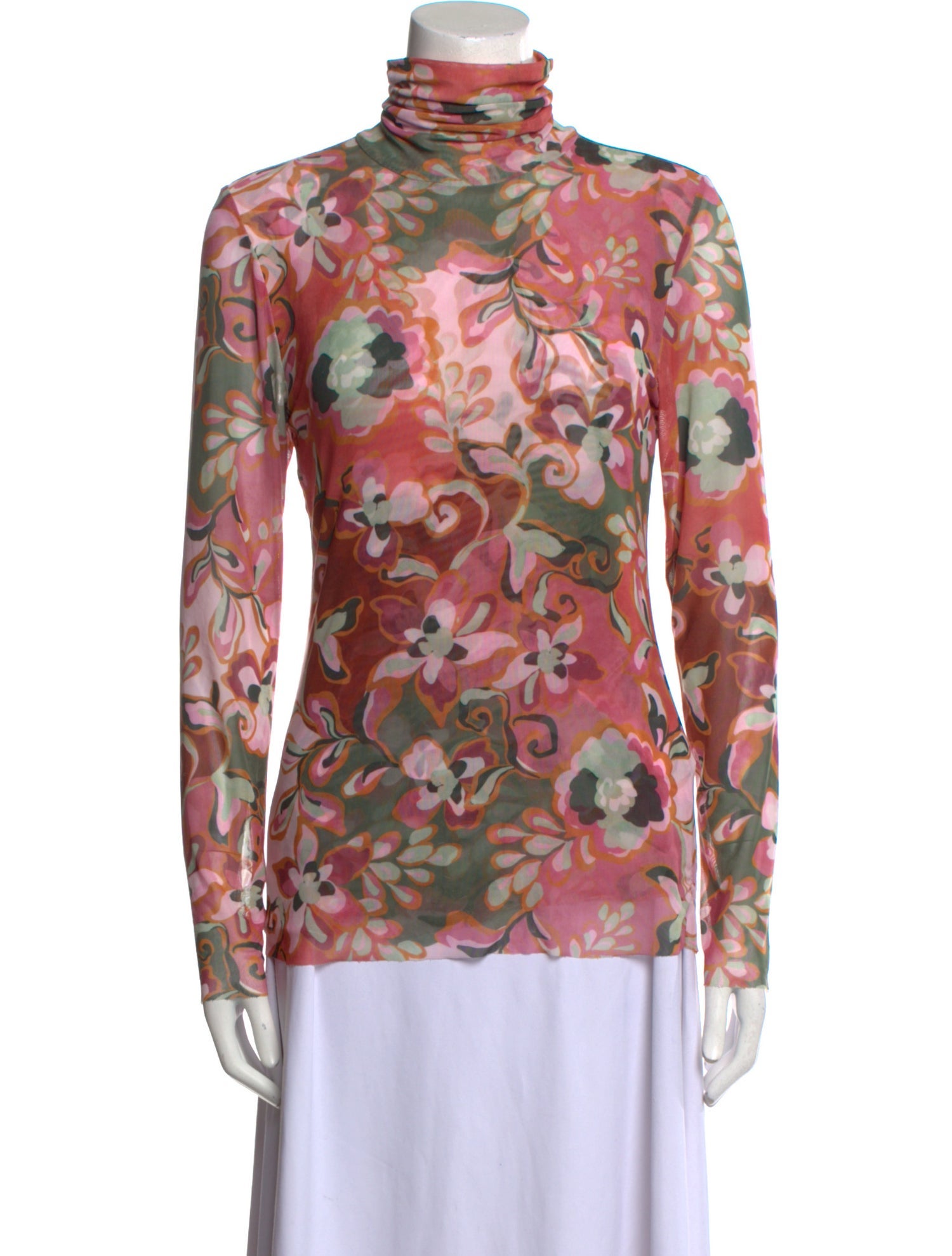 MISA Los Angeles Floral Print Turtleneck Blouse