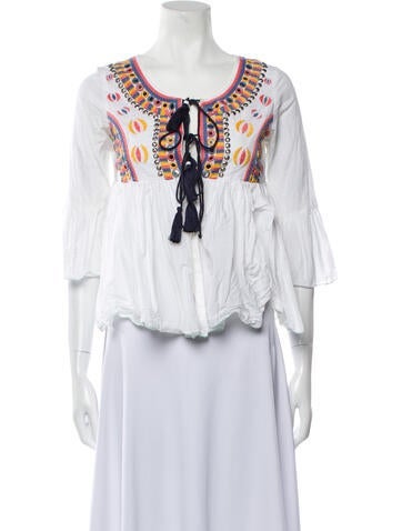 Misa Los Angeles Tops Printed Scoop Neck Top XS