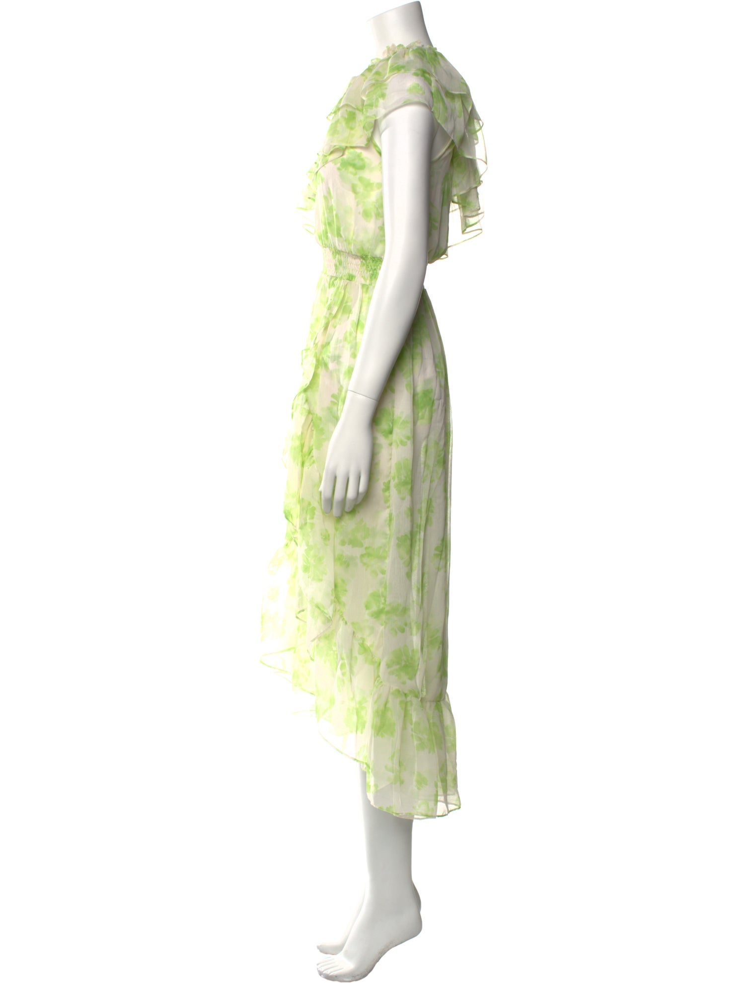 MISA Los Angeles Floral Print Long Dress in Green, Women's S