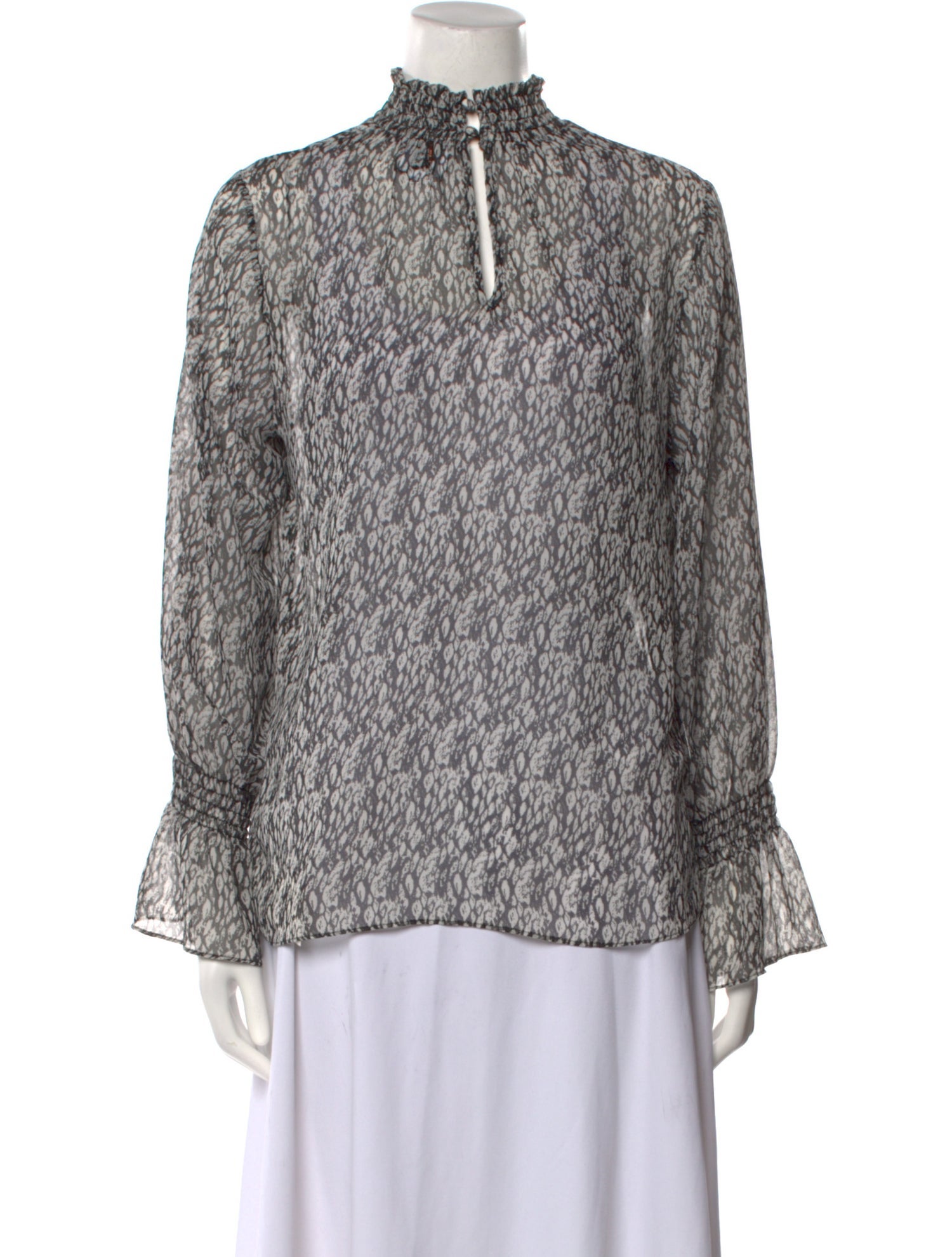 MISA Los Angeles Printed Mock Neck Blouse