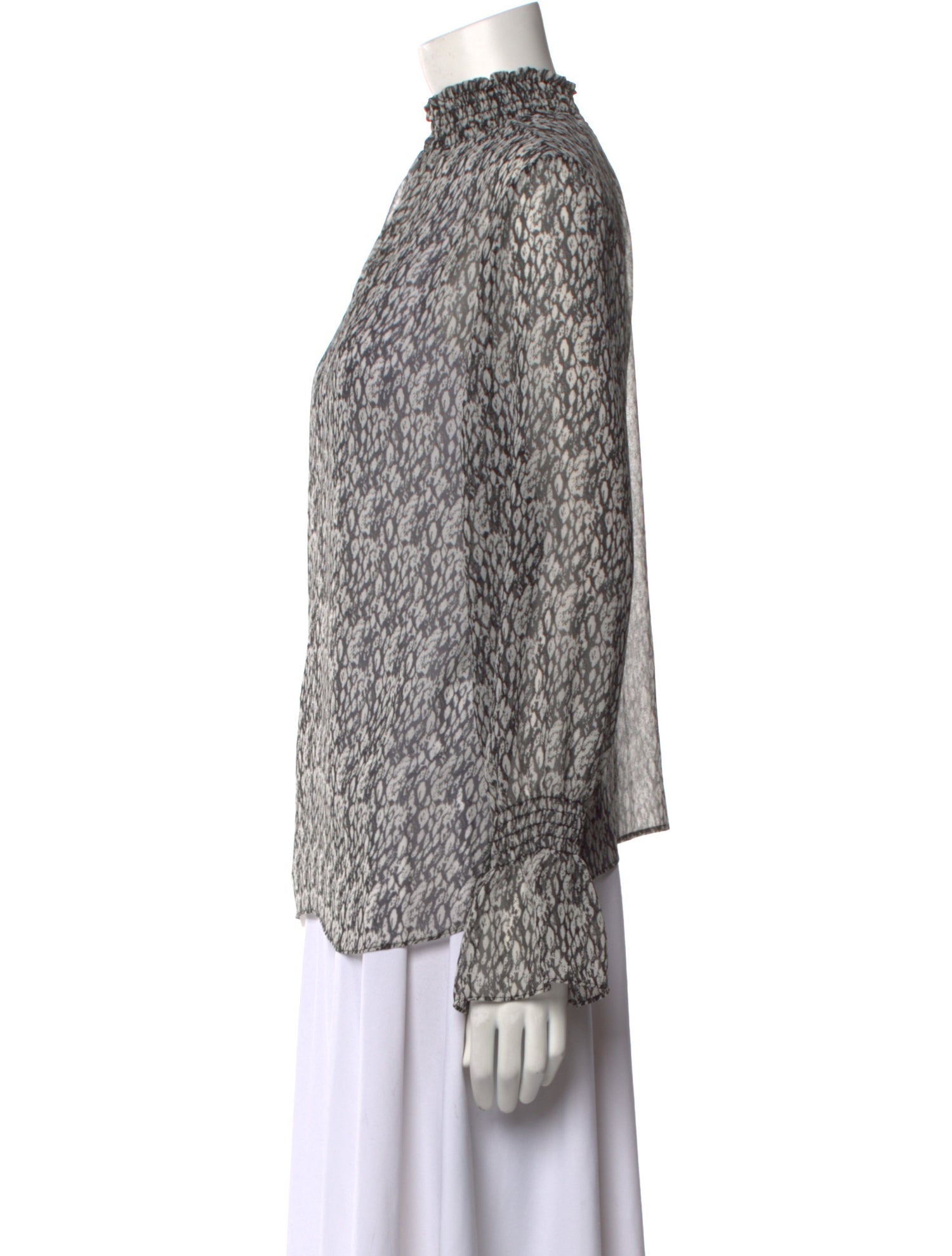 MISA Los Angeles Printed Mock Neck Blouse