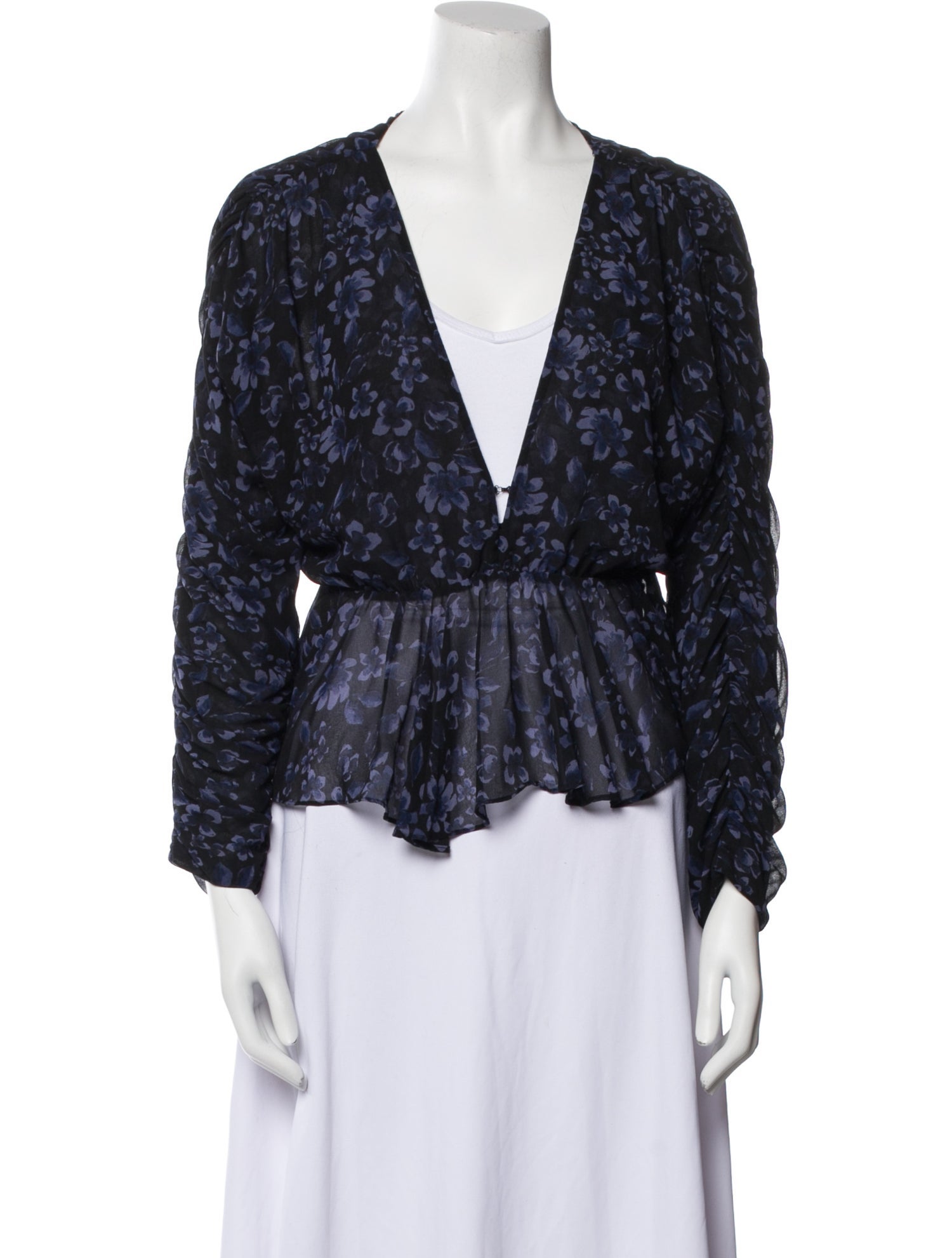 MISA Los Angeles Floral Print V-Neck Blouse