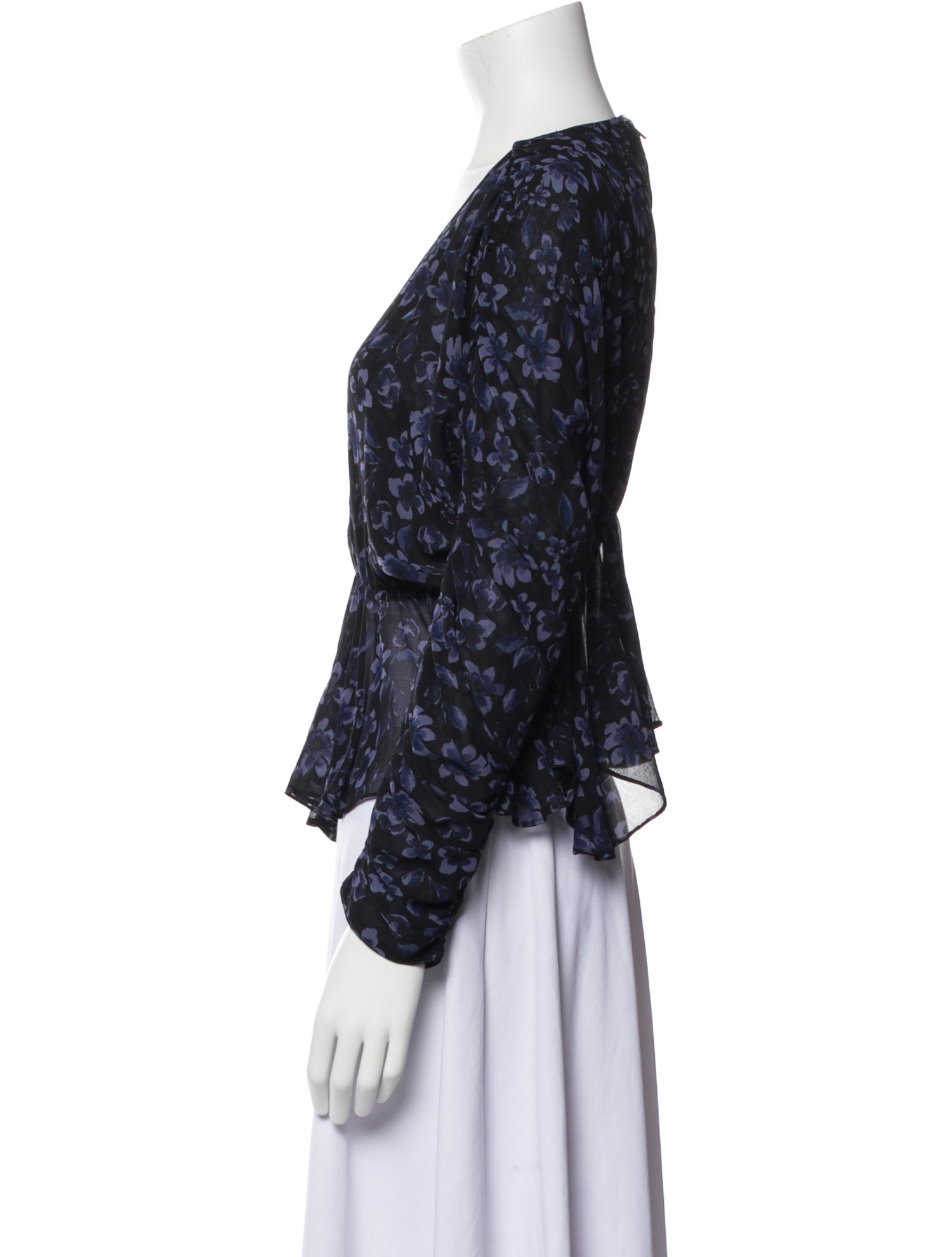 MISA Los Angeles Floral Print V-Neck Blouse