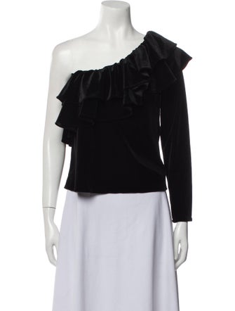 MISA Los Angeles Velvet One-Shoulder Top w/ Tags