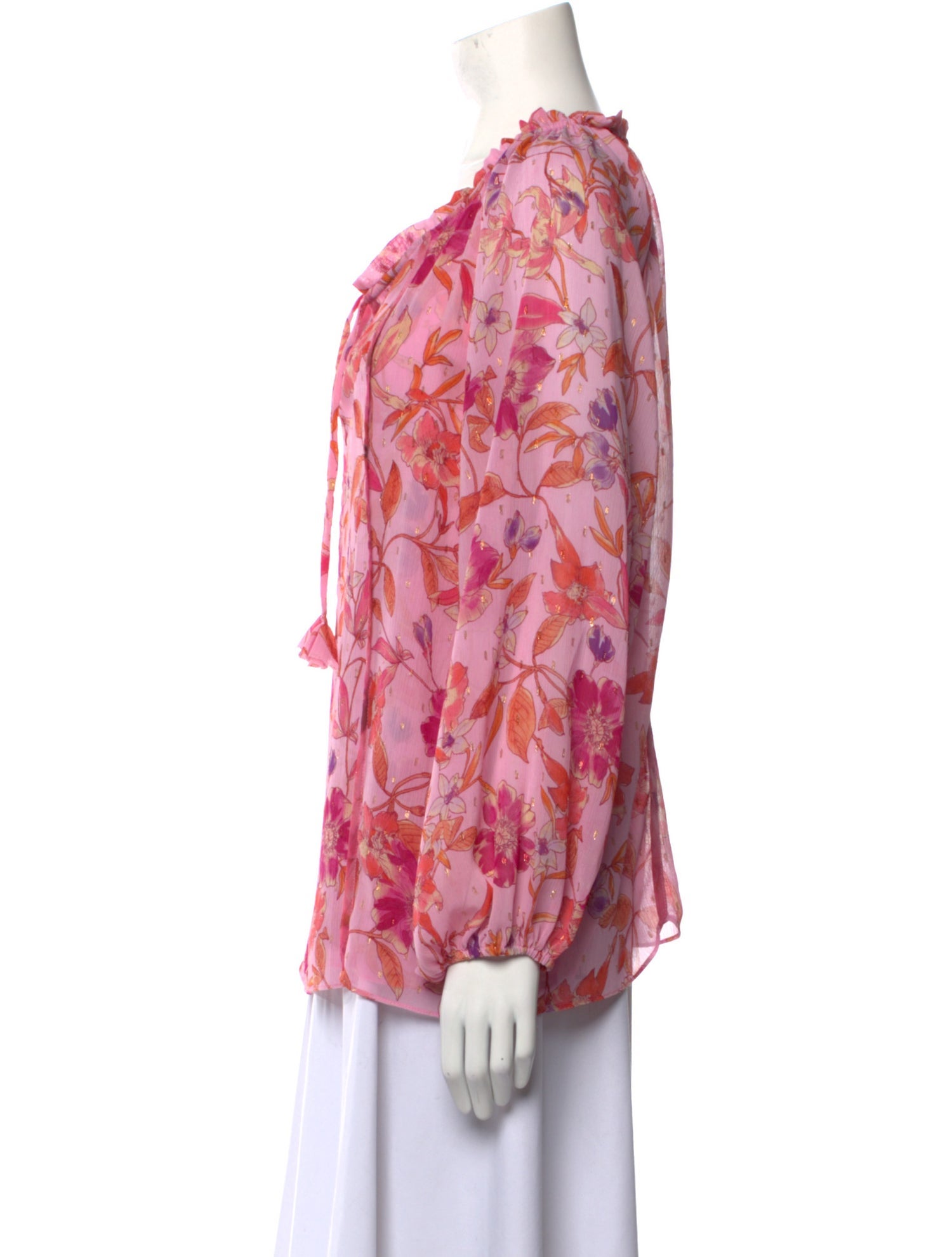 MISA Los Angeles Floral Print V-Neck Blouse