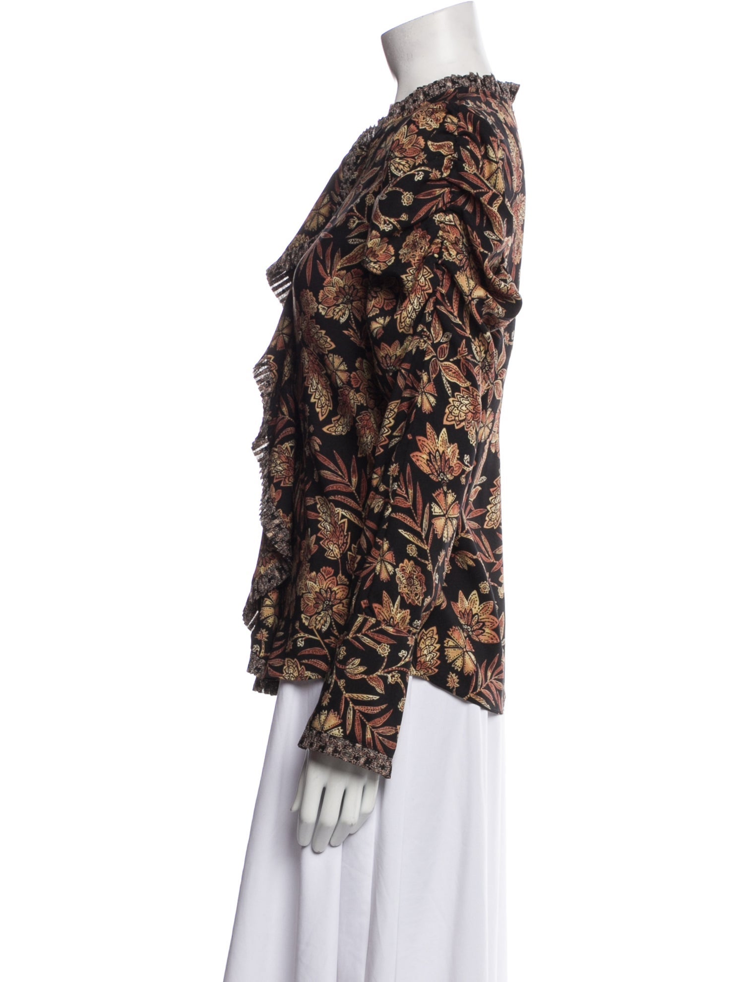 MISA Los Angeles Floral Print Mock Neck Blouse