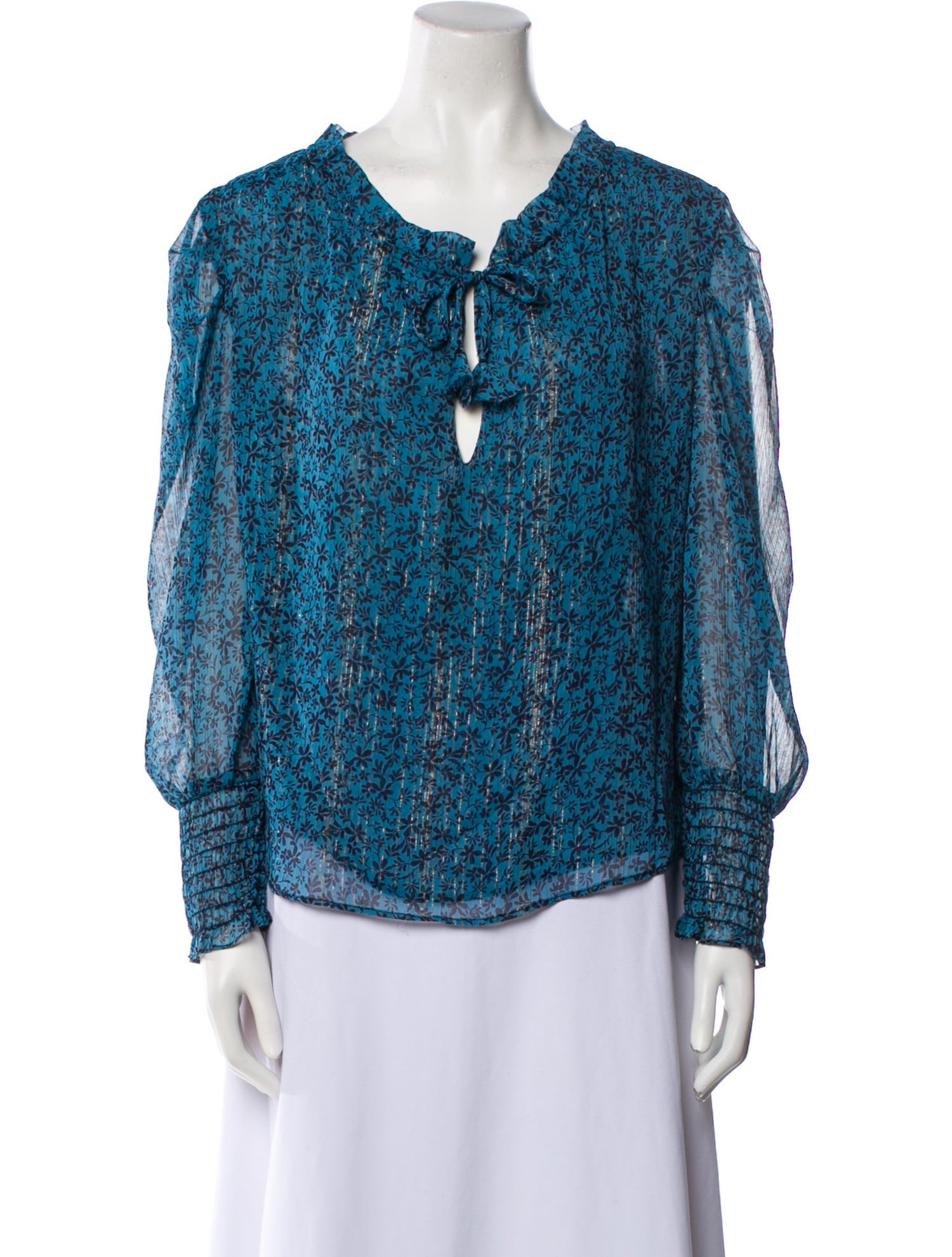 MISA Los Angeles Printed V-Neck Blouse