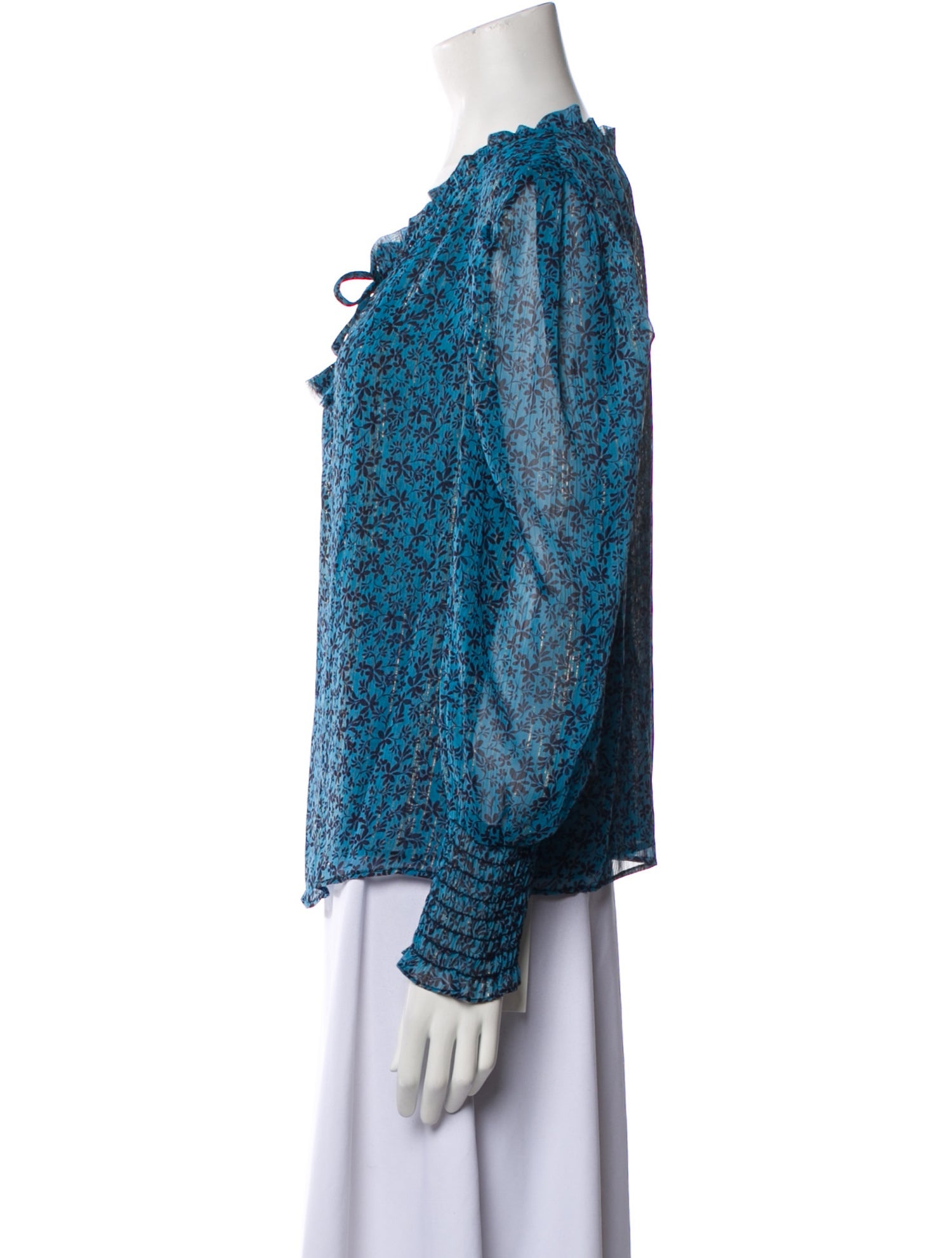 MISA Los Angeles Printed V-Neck Blouse