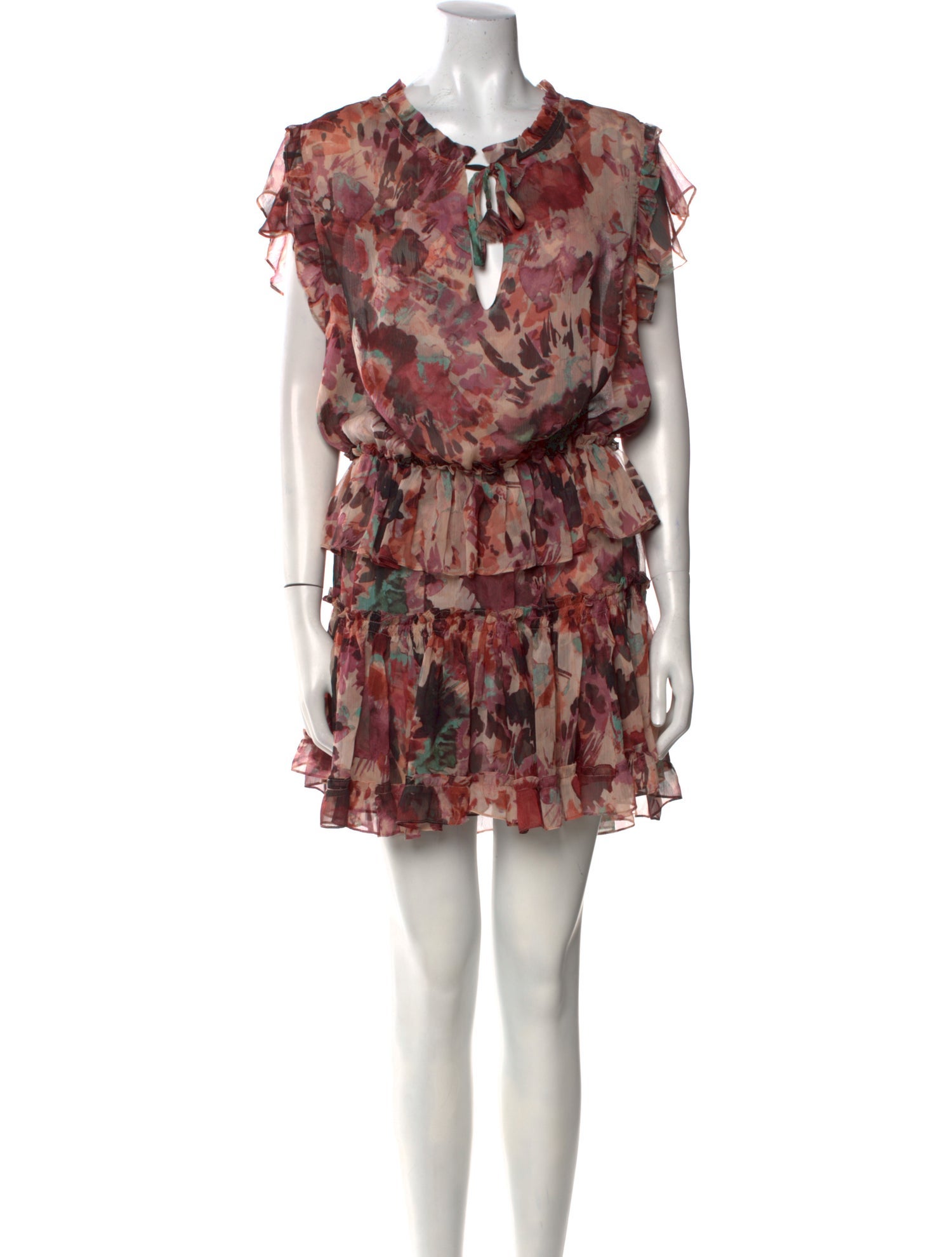 misaページ MISA Los Angeles Floral Print Mini Dress - Neutrals Dresses