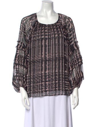 MISA Los Angeles Printed Scoop Neck Blouse