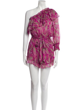 MISA Los Angeles Paisley Print One-Shoulder Romper