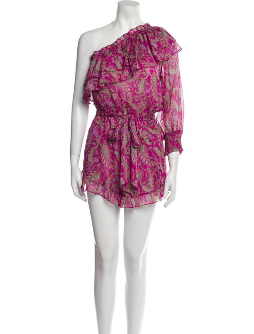 MISA Los Angeles Paisley Print One-Shoulder Romper