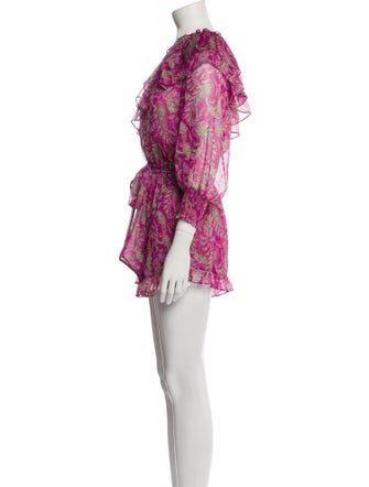 MISA Los Angeles Paisley Print One-Shoulder Romper