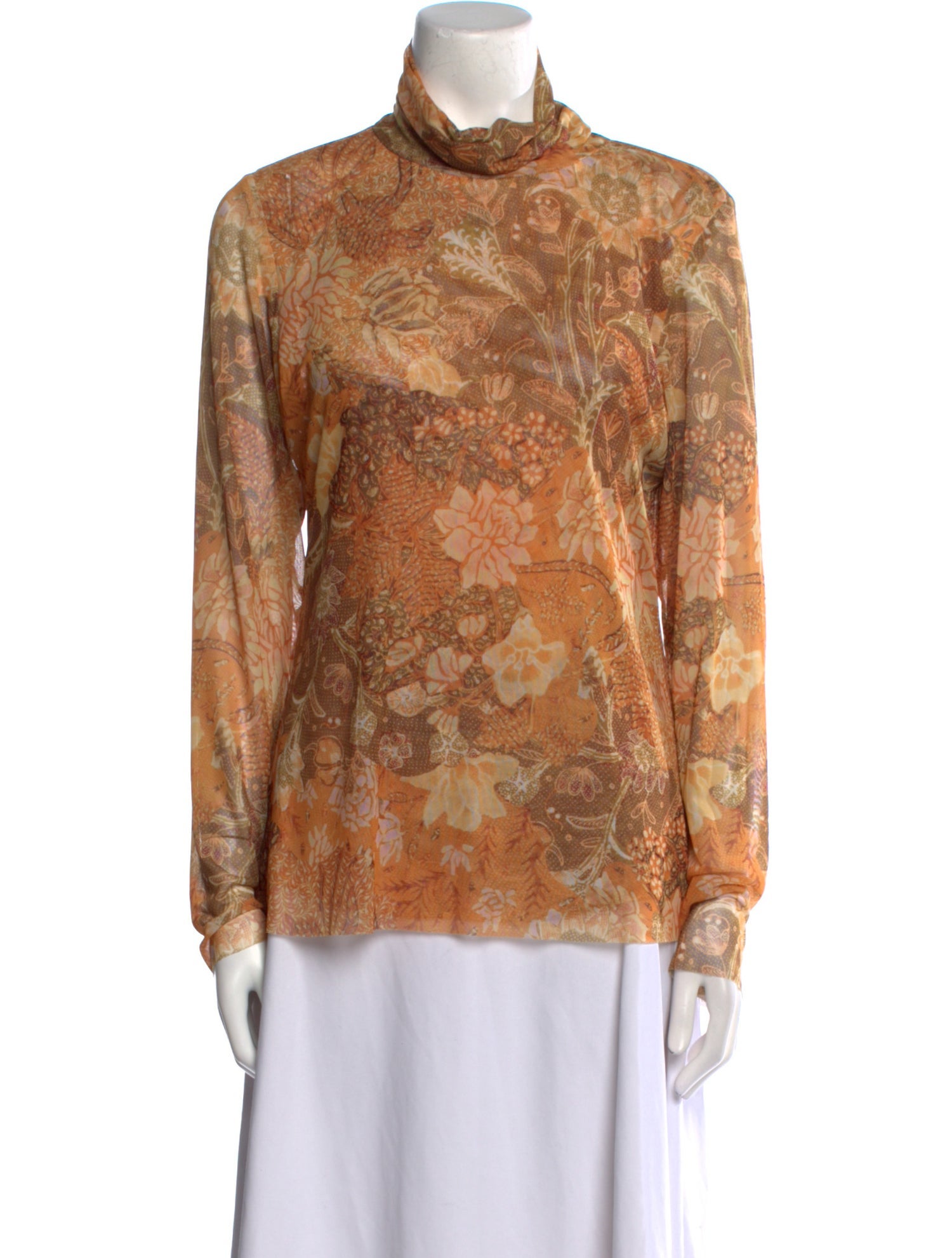 MISA Los Angeles Floral Print Mock Neck Blouse