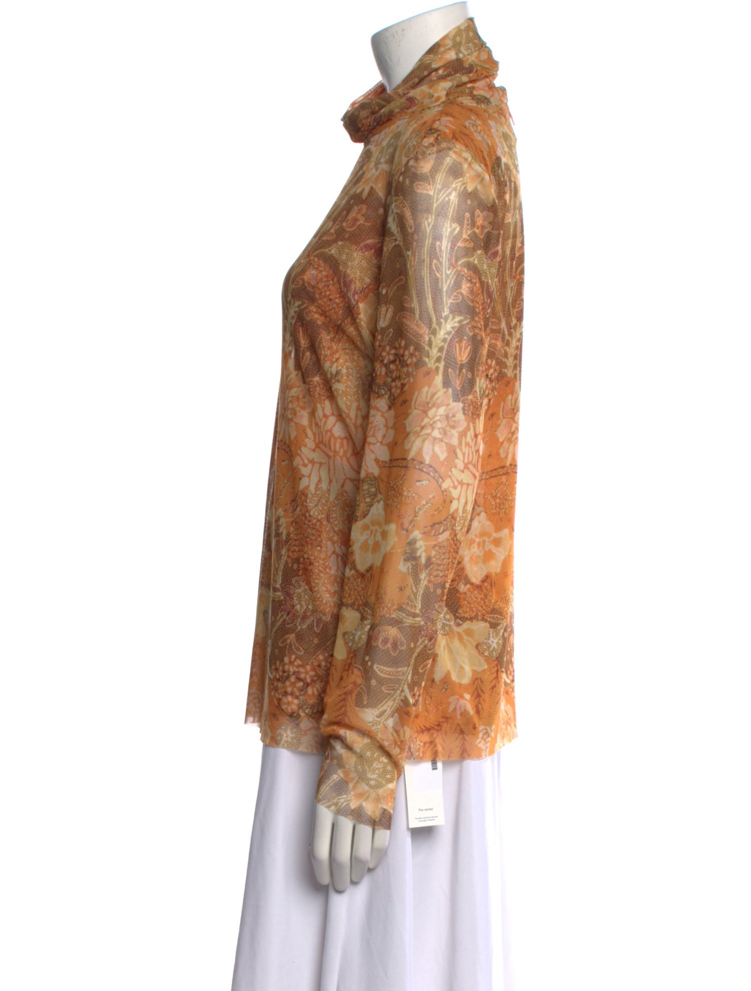 MISA Los Angeles Floral Print Mock Neck Blouse