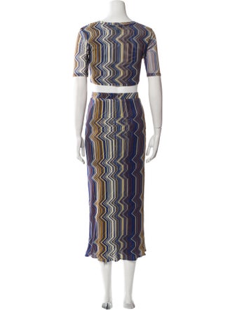 MISA Los Angeles Mesh Striped Skirt Set