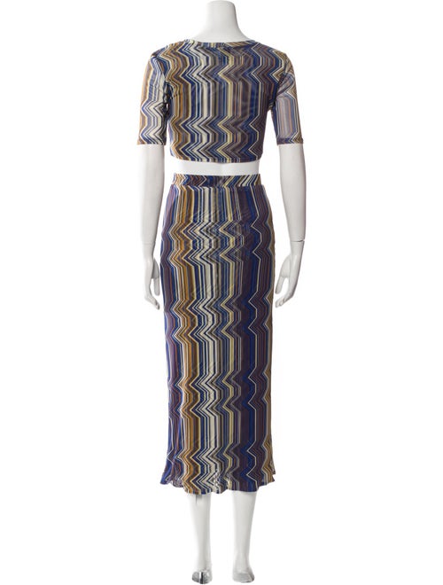 MISA Los Angeles Mesh Striped Skirt Set