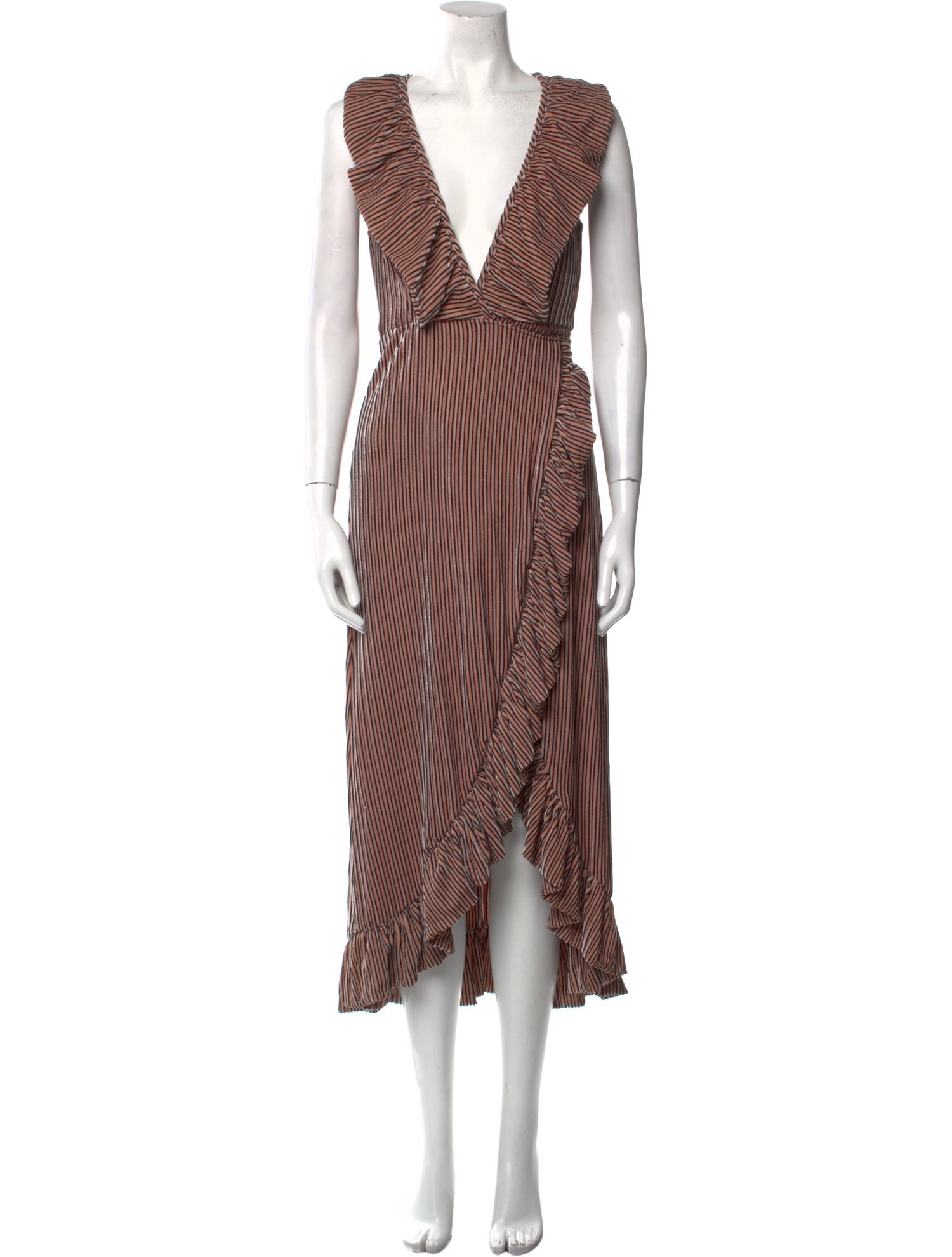 MISA Los Angeles Striped Long Dress