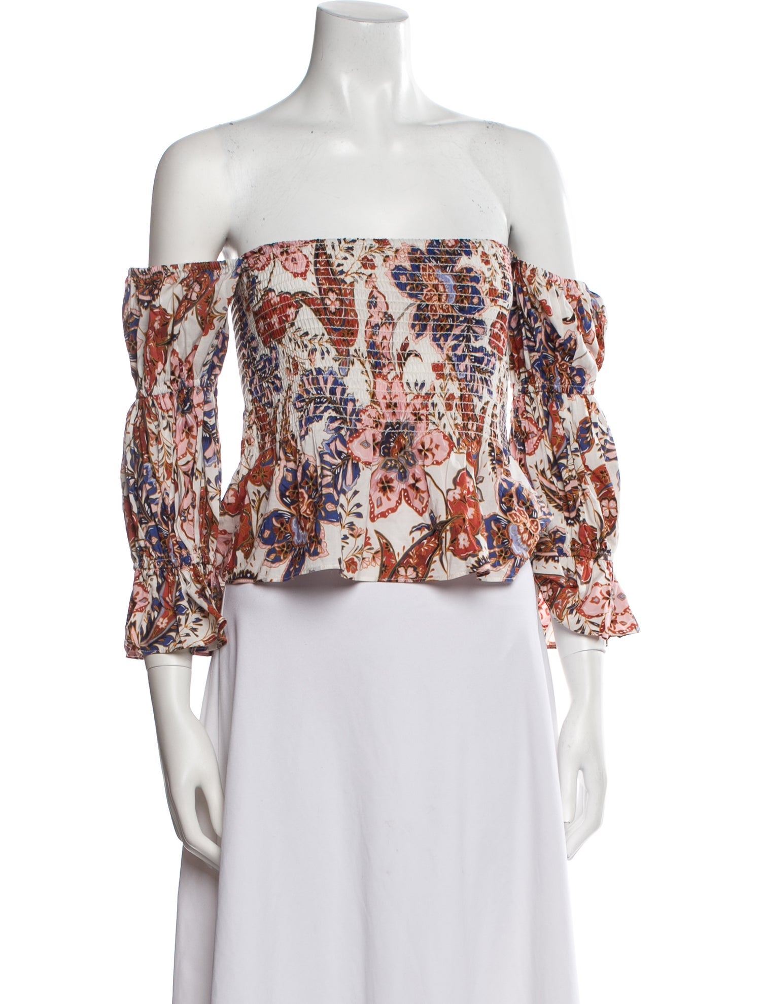 MISA Los Angeles Floral Print Off-The-Shoulder Crop Top w/ Tags