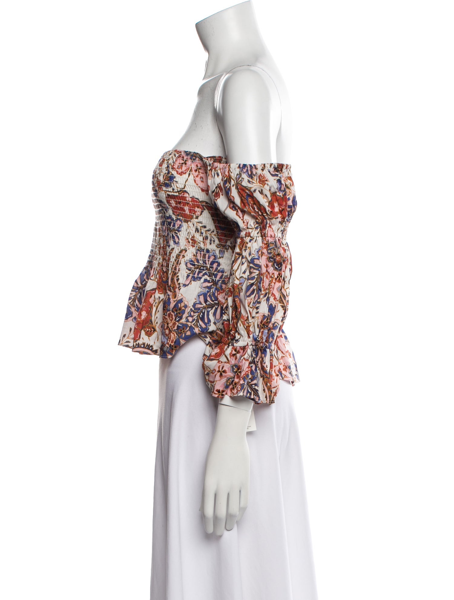MISA Los Angeles Floral Print Off-The-Shoulder Crop Top w/ Tags