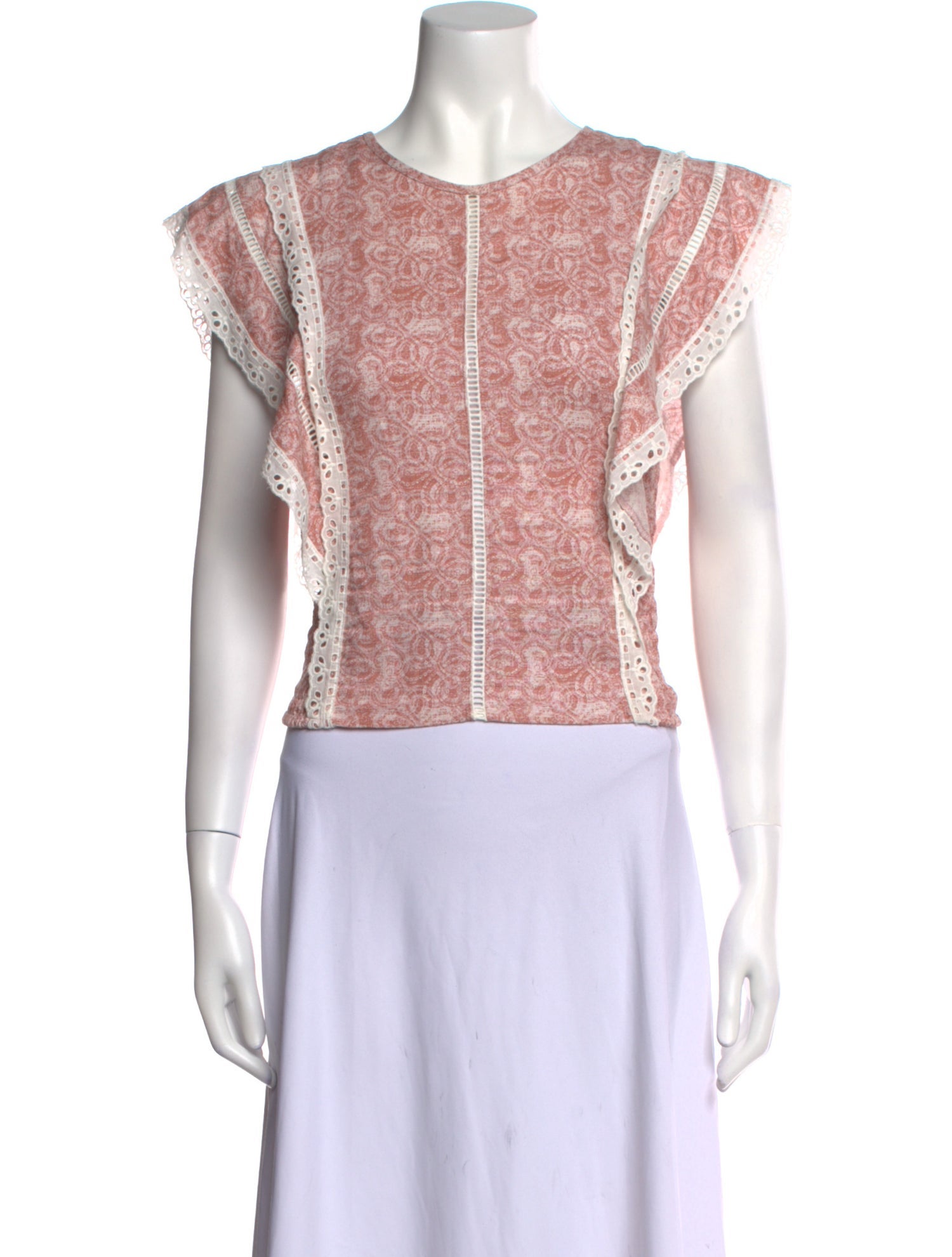 MISA Los Angeles Printed Crew Neck Crop Top