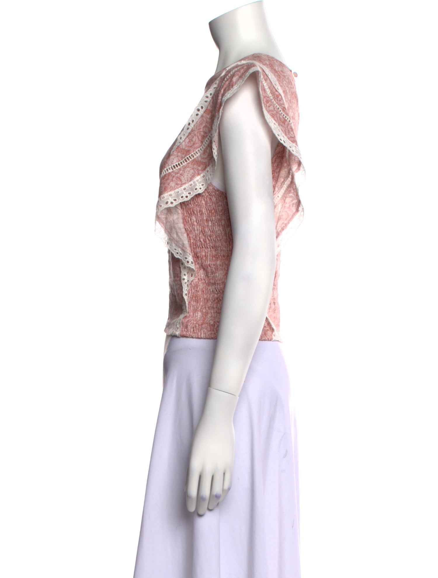 MISA Los Angeles Printed Crew Neck Crop Top