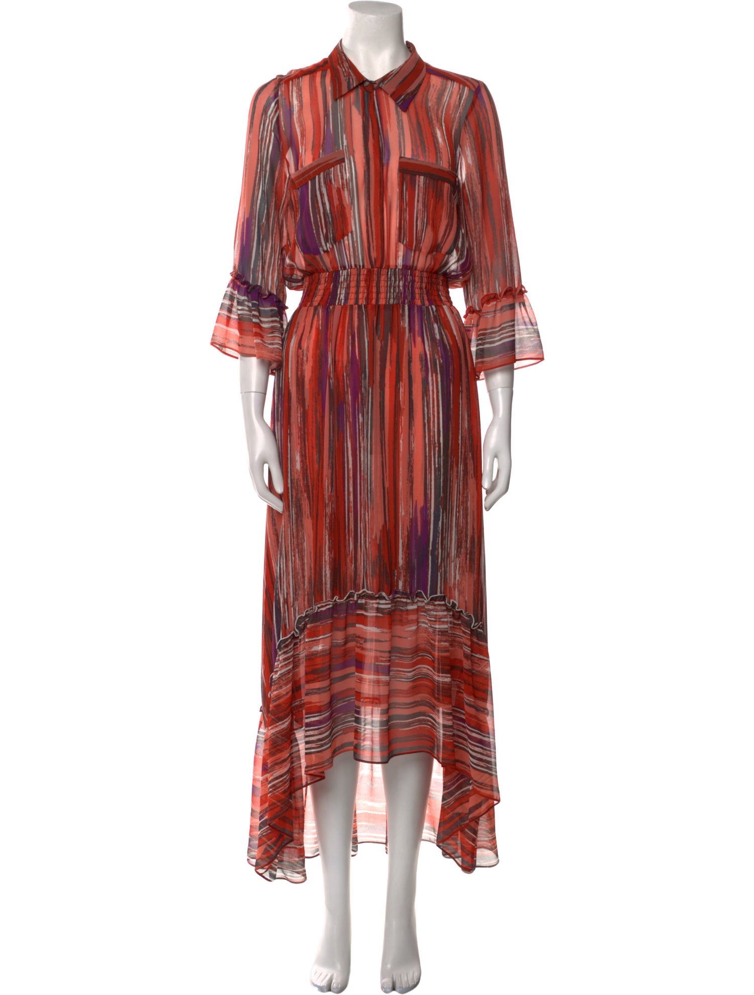 MISA Los Angeles Striped Midi Length Dress