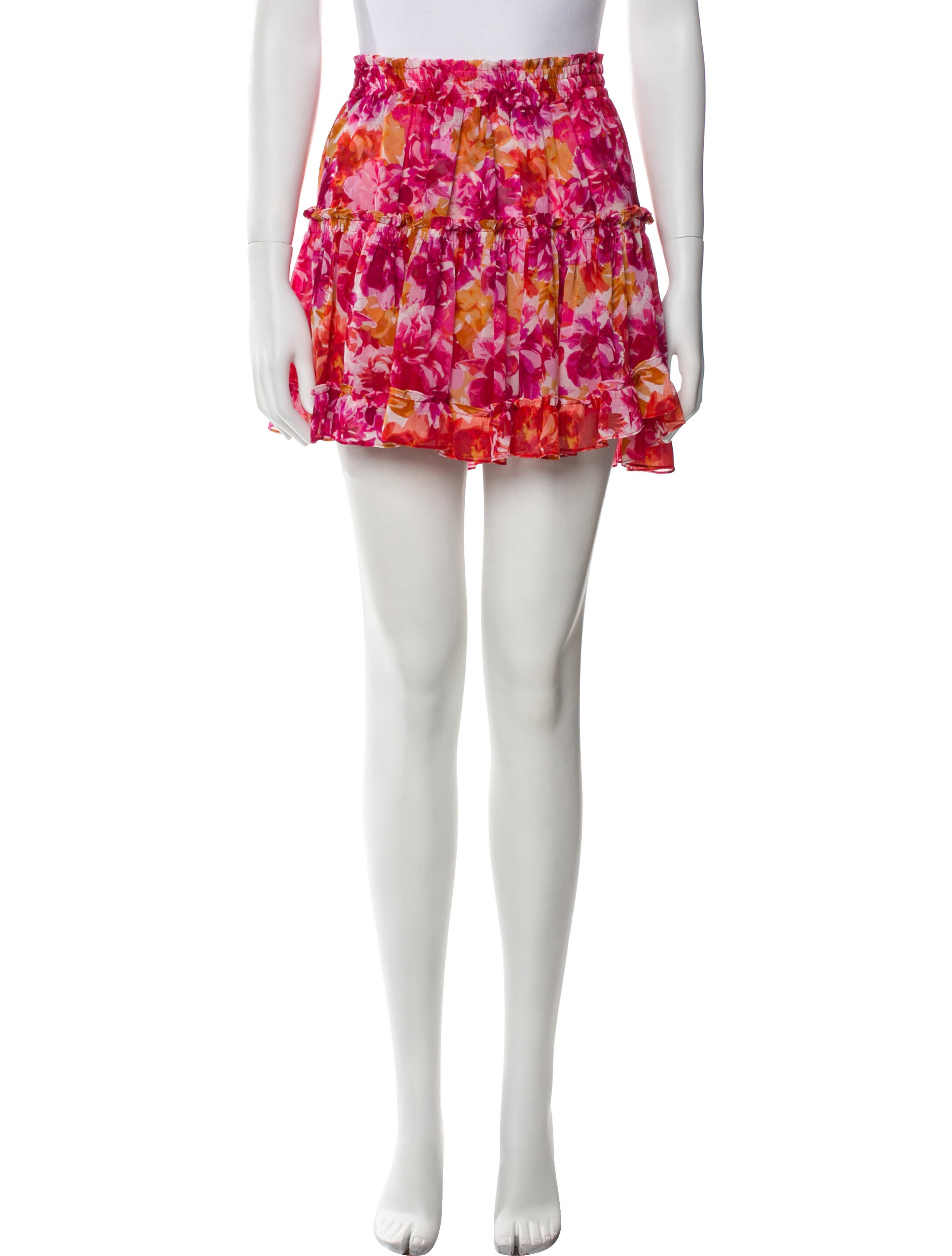 MISA Los Angeles Floral Print Ruffle Embellishment Skirt Set