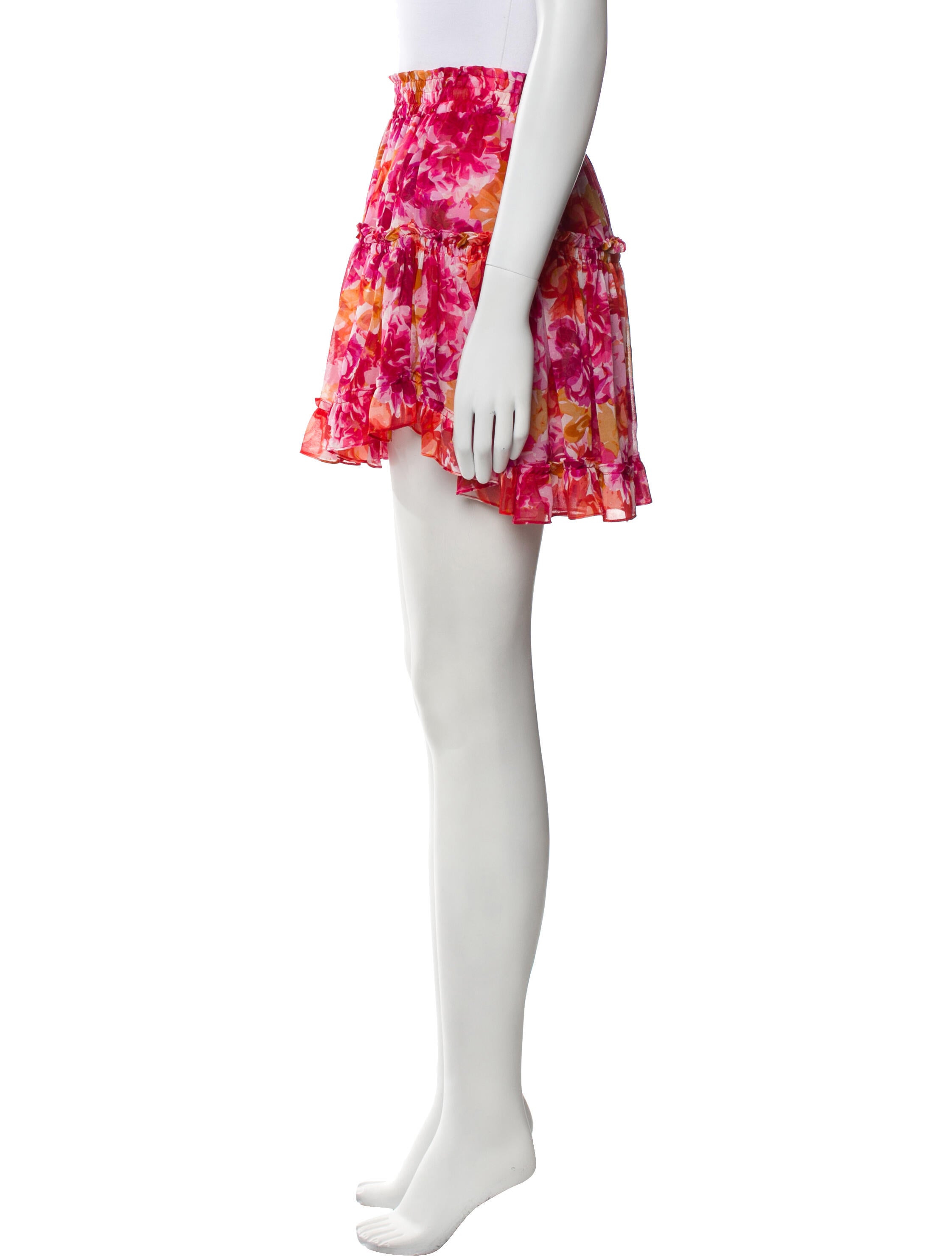 MISA Los Angeles Floral Print Ruffle Embellishment Skirt Set