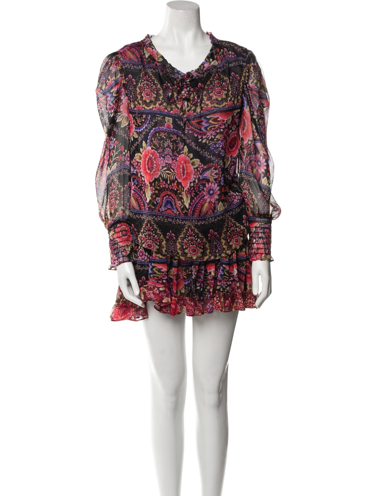 MISA Los Angeles Floral Print Ruffle Embellishment Skirt Set w/ Tags