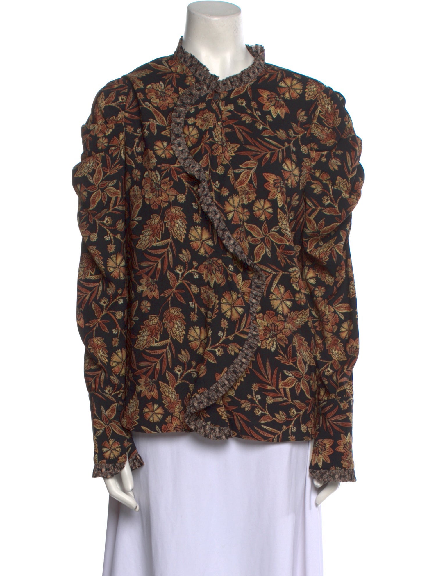 MISA Los Angeles Floral Print Mock Neck Blouse