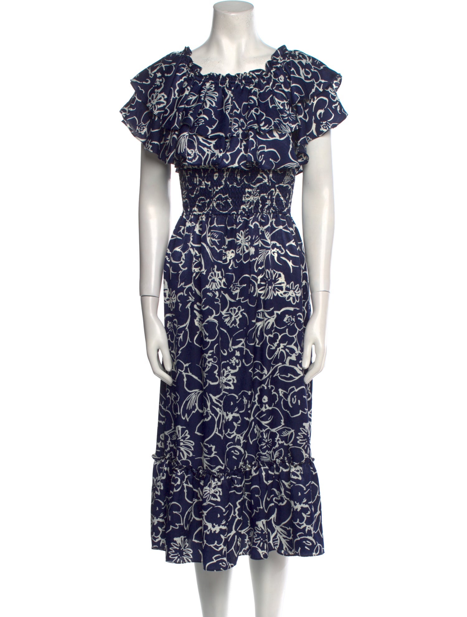 MISA Los Angeles Printed Midi Length Dress