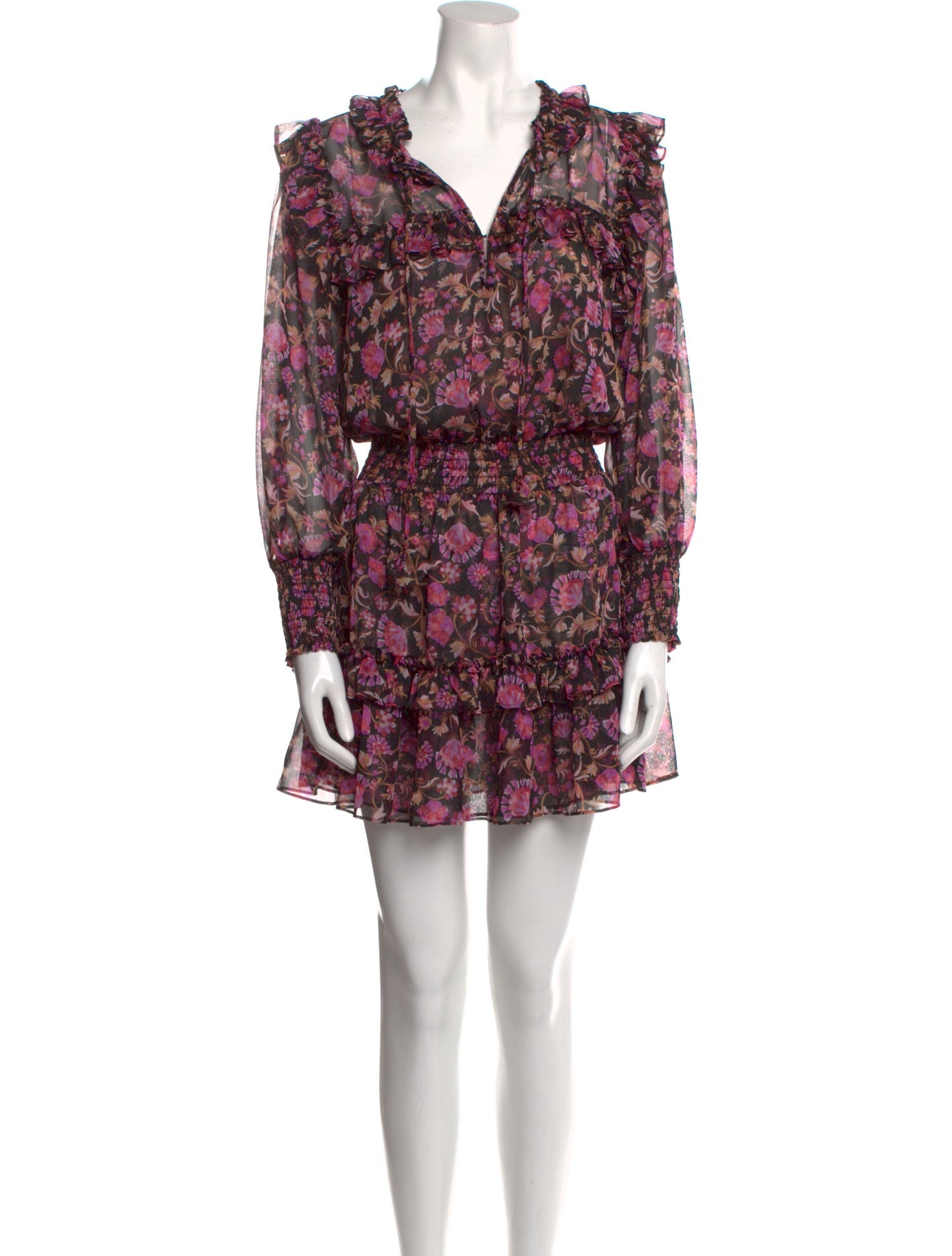 Mi_sa✨ MISA Los Angeles Floral Print Midi Length Dress - Yellow